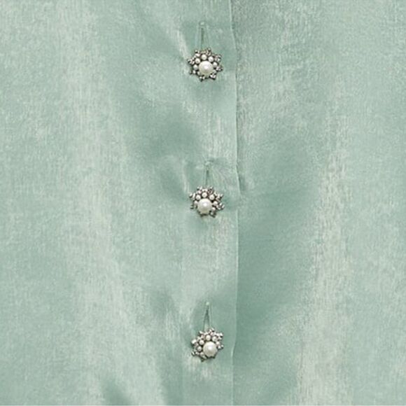 ZARA Satin Blouse With Rhinestone Buttons - Picture 6 of 7
